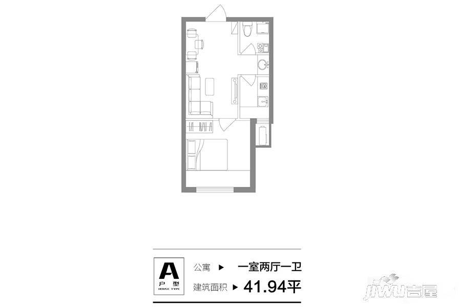 远洋金马杰座1室2厅1卫41.9㎡户型图