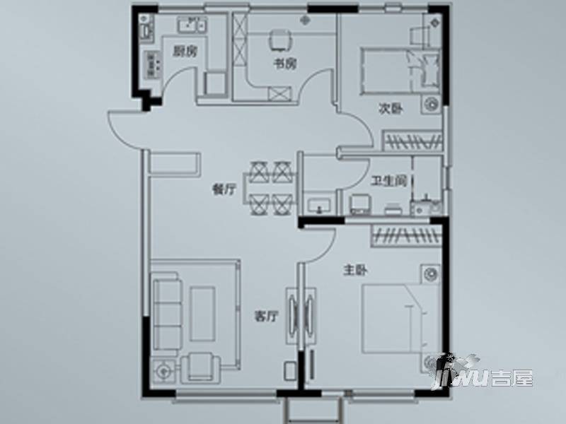 万科西山湖1号3室2厅1卫97㎡户型图