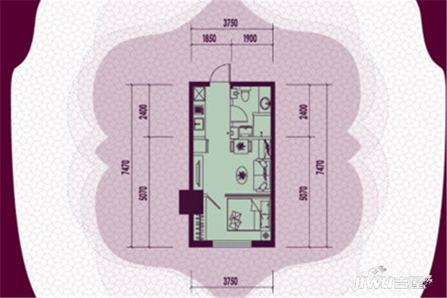 千汇城1室1厅1卫41㎡户型图