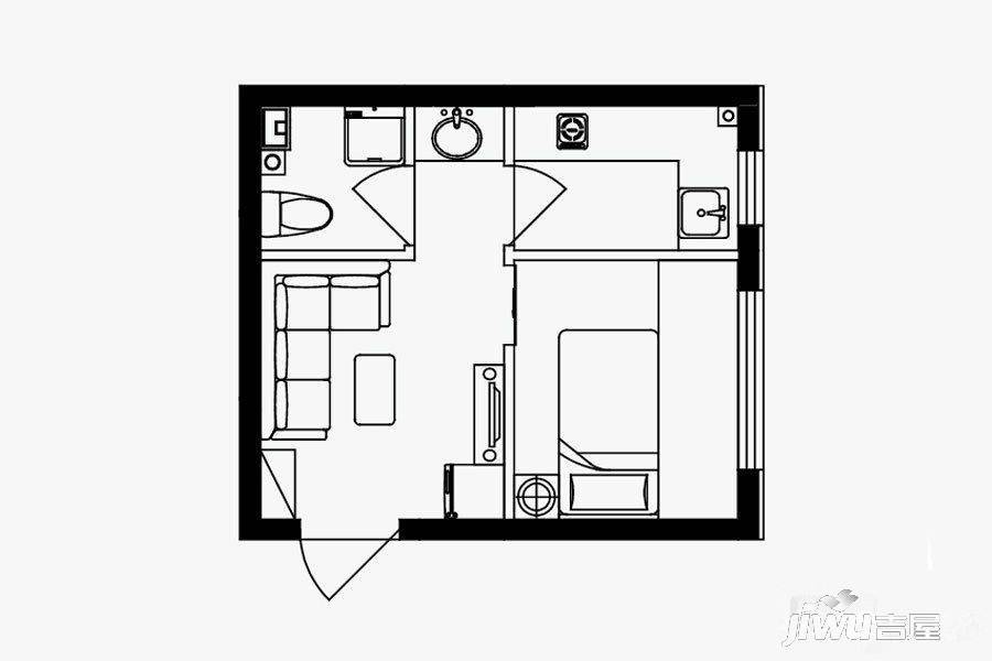 远洋金马杰座1室1厅1卫30㎡户型图