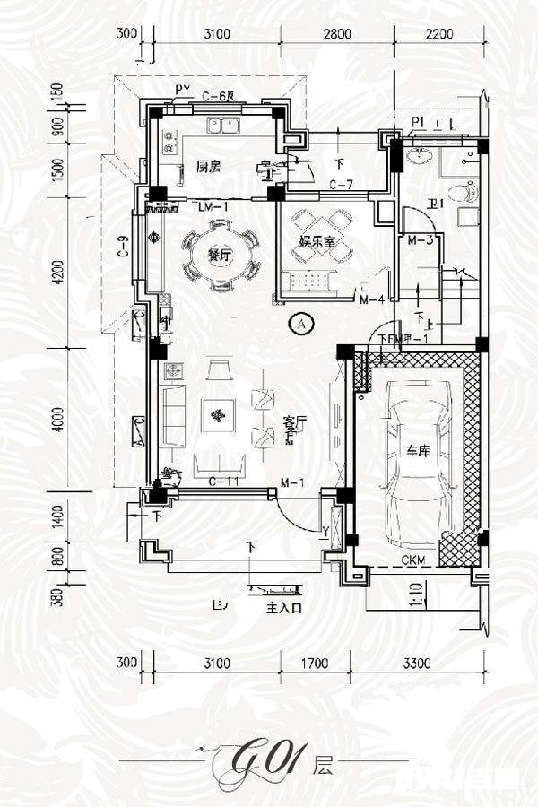 恒基碧桂园金石滩4室2厅3卫211㎡户型图