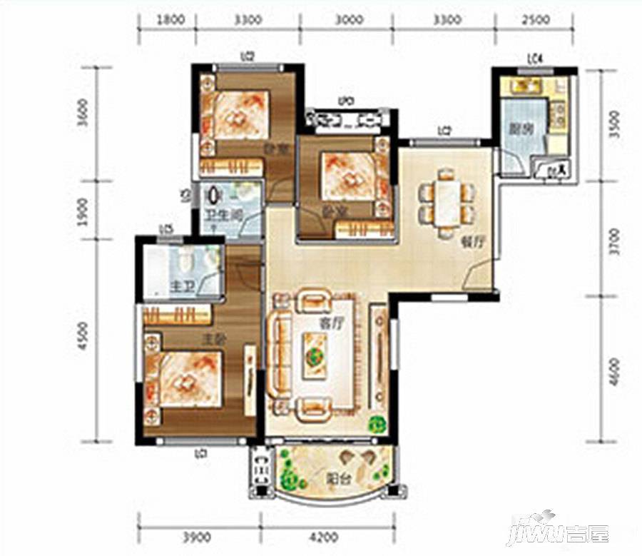 乾坤豪府3室2厅2卫138㎡户型图