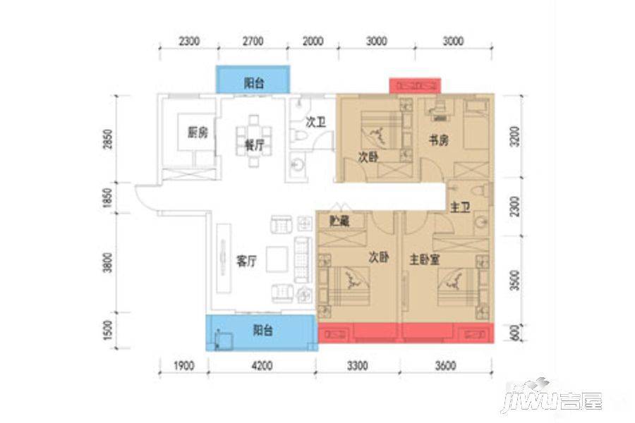 翰林学府4室2厅2卫143.8㎡户型图