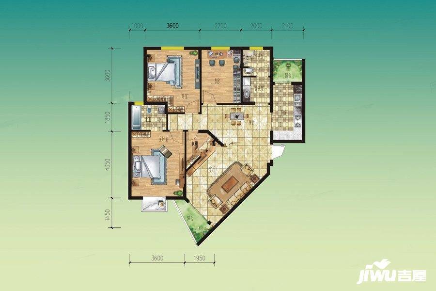 栖凤湖畔3室2厅2卫122㎡户型图