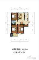 兴达华苑3室1厅1卫113.9㎡户型图