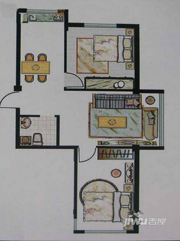 恒福家园2室2厅1卫70㎡户型图