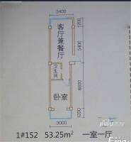 坤达凌海花园1室1厅0卫53.3㎡户型图