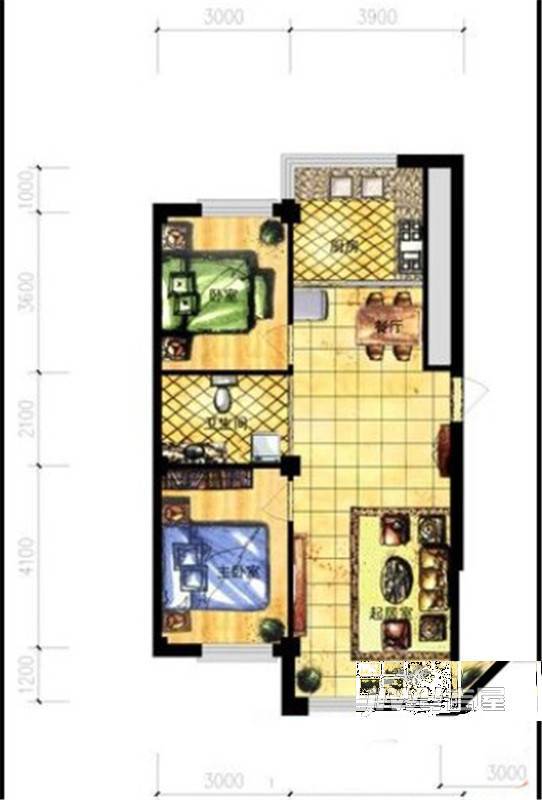 鑫宇中央公园3室2厅1卫139㎡户型图