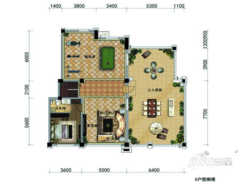 观山悦公馆4室2厅2卫户型图