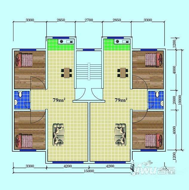 如意家园2室2厅1卫79㎡户型图