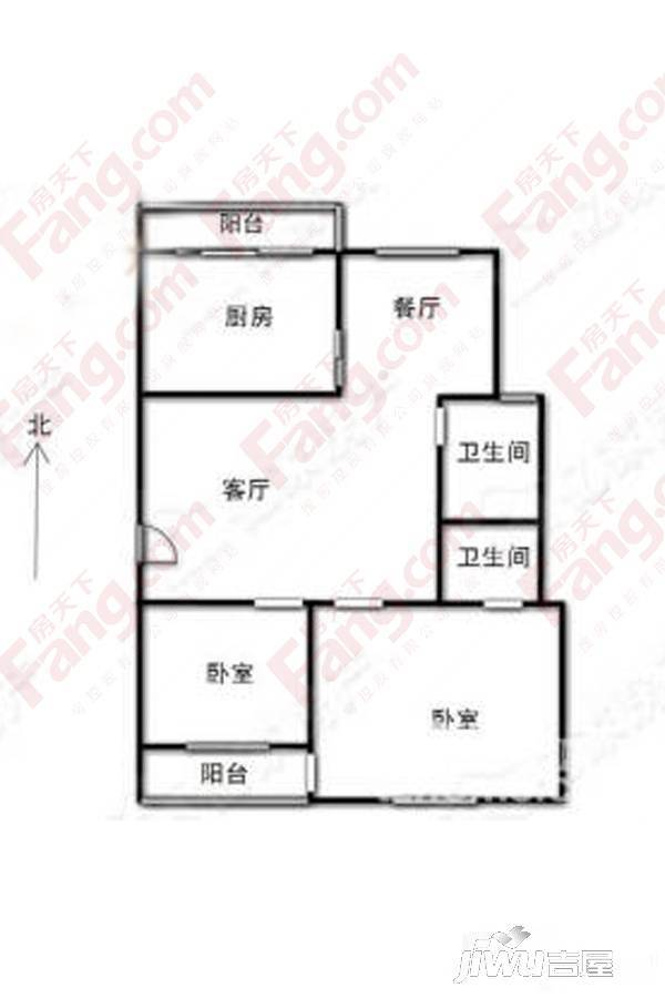 滕都帝景2室2厅1卫户型图