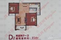 通盛御河园2室2厅1卫85㎡户型图