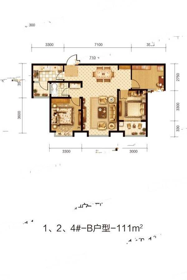 澜悦龙城3室2厅1卫111㎡户型图