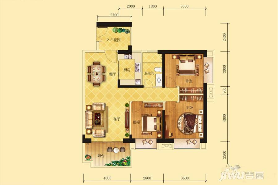 四季华庭阳光华府3室2厅2卫109㎡户型图