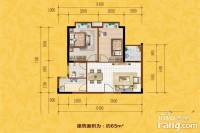 万花坊金城雅舍2室2厅1卫65㎡户型图