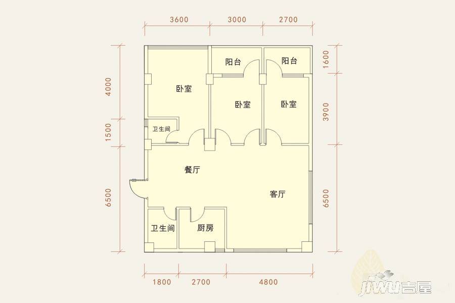 宝庆花园二期3室2厅2卫123㎡户型图