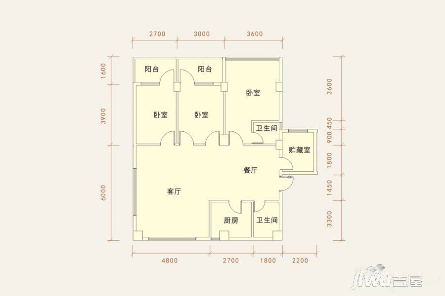 宝庆花园二期3室2厅2卫130㎡户型图