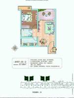 水明漾1室2厅1卫57.7㎡户型图