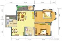牧屿云天2室2厅1卫85㎡户型图