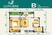 金手指太阳谷温泉城1室1厅1卫64.7㎡户型图