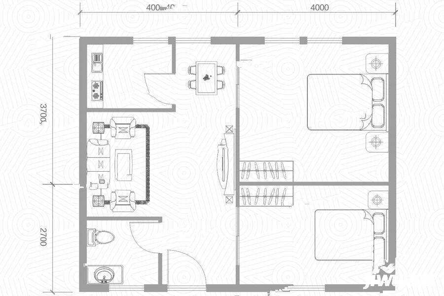 侨丰金域2室1厅1卫65㎡户型图