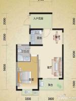 滨江果园避寒度假山庄1室2厅1卫60.4㎡户型图