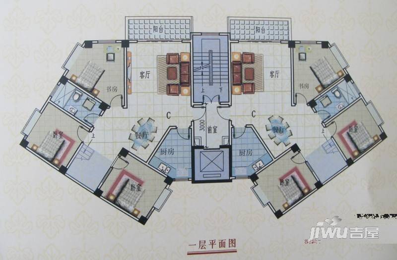 金色佳园5室3厅2卫201.4㎡户型图