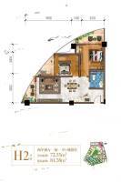 曼城2室2厅1卫84.6㎡户型图