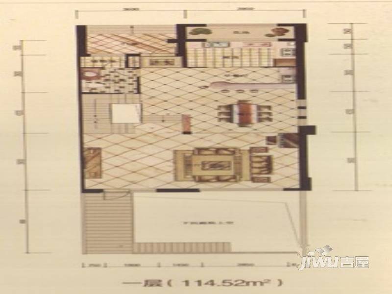 英伦华府1室2厅1卫114.5㎡户型图