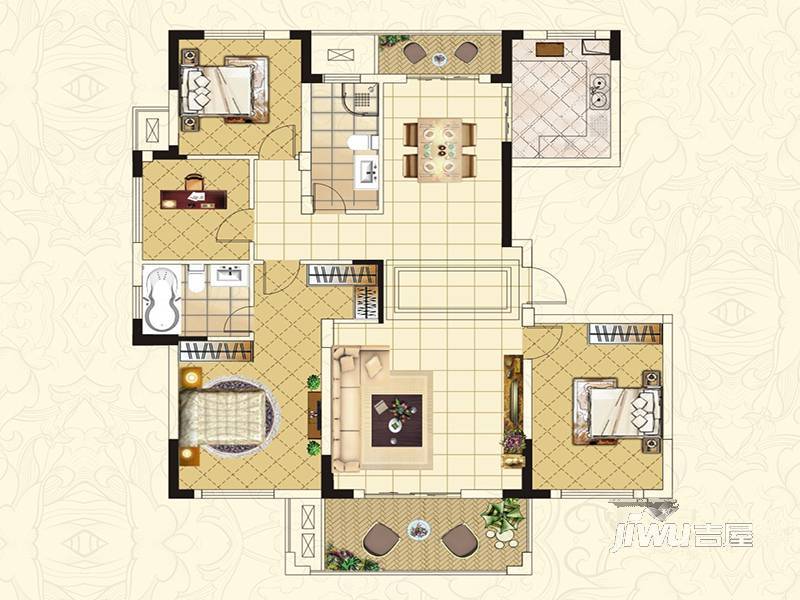 夫夷新城4室2厅2卫169.2㎡户型图