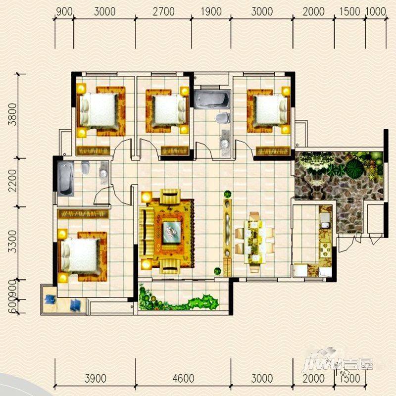 大汉·汉园4室2厅2卫141.4㎡户型图