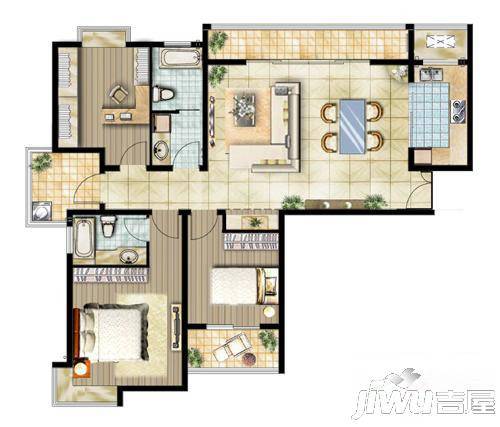 中邦城市花园3室2厅2卫144㎡户型图