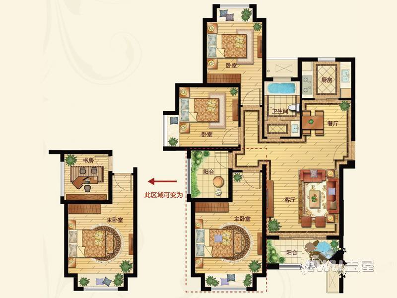 金洋奥澜3室2厅1卫112㎡户型图