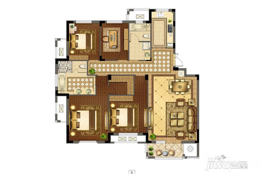 洛城中央御景4室2厅2卫164㎡户型图