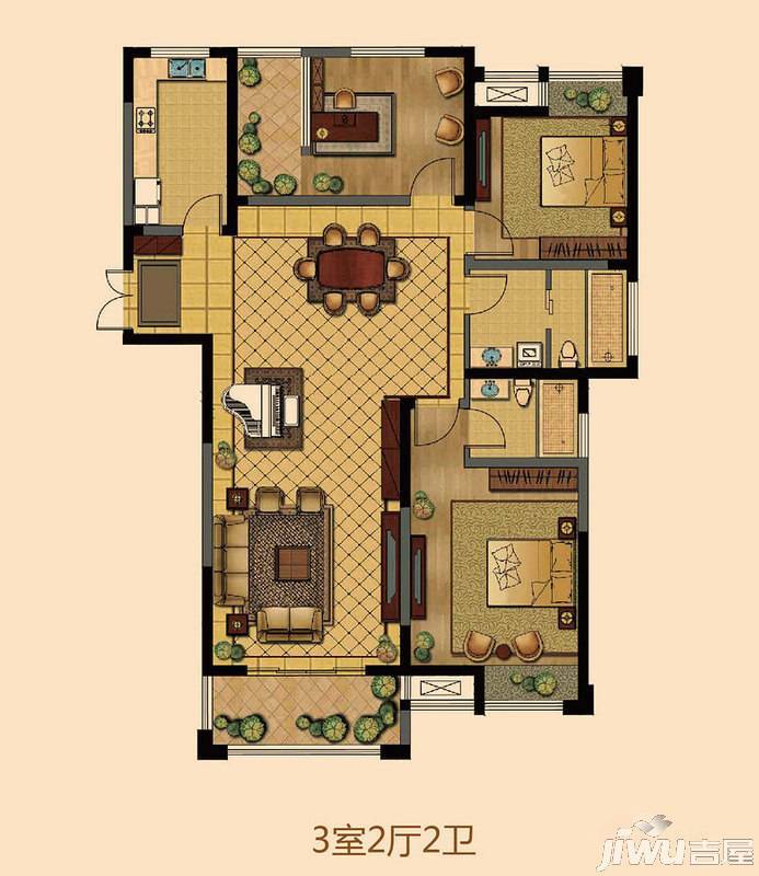 常发欧风新天地3室2厅2卫145㎡户型图