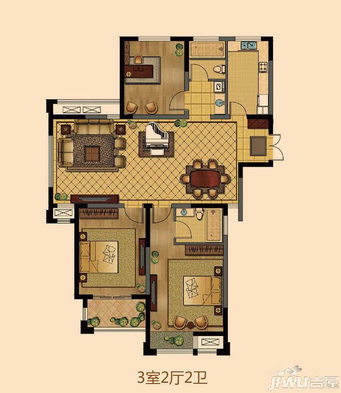 常发欧风新天地3室2厅2卫138㎡户型图