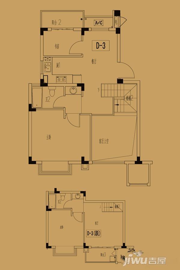 金洋奥澜3室2厅2卫94.5㎡户型图