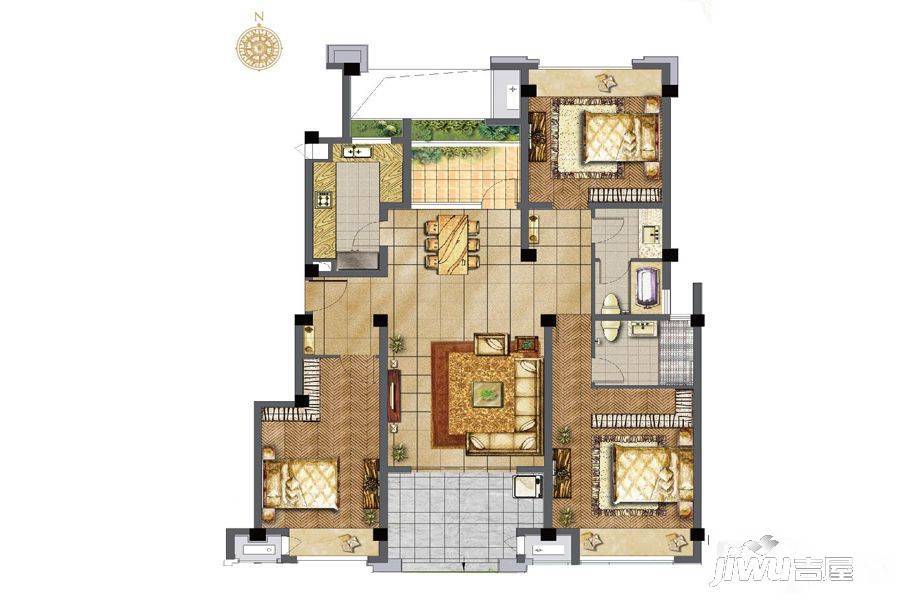 万科·龙背山国际住区3室2厅2卫143㎡户型图