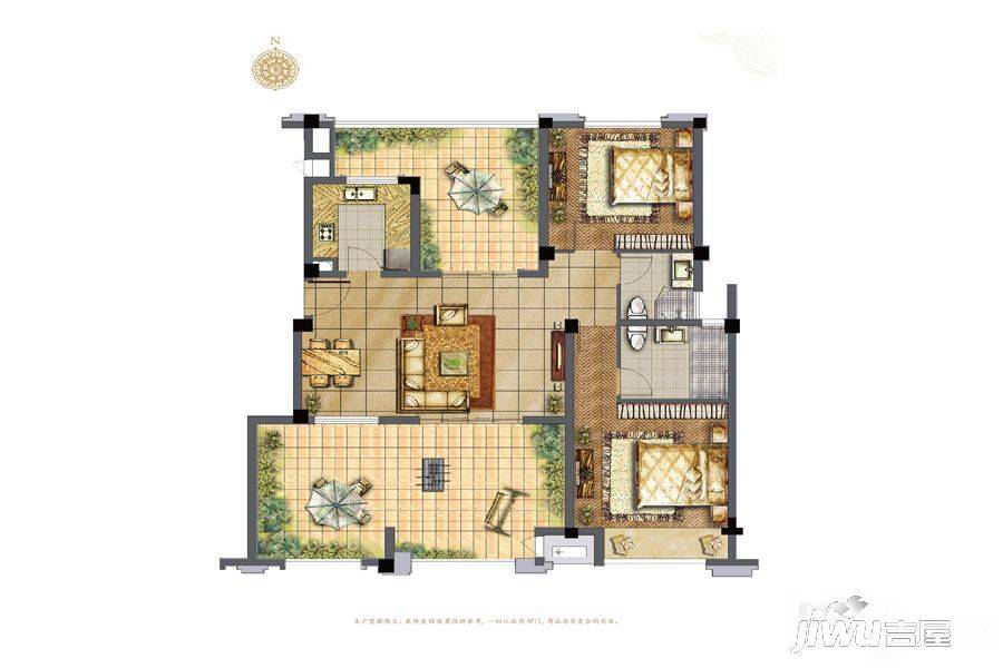 万科·龙背山国际住区2室2厅2卫87㎡户型图