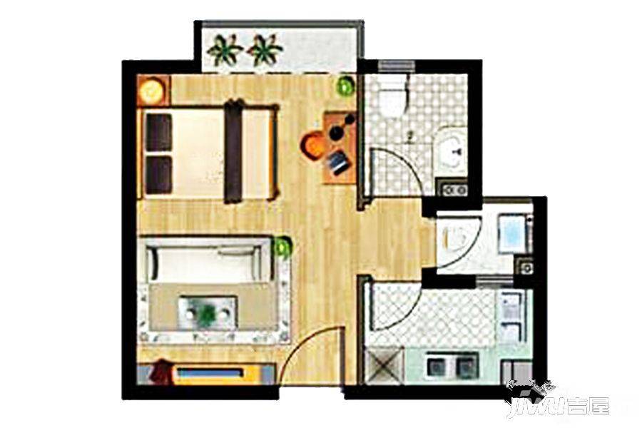 绿地乐和城1室1厅1卫50㎡户型图