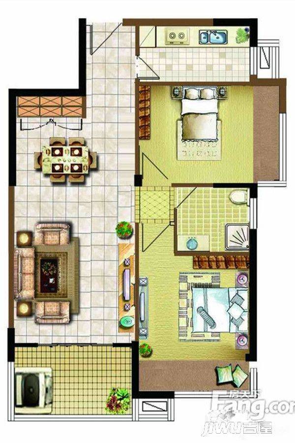 泾和苑2室2厅1卫85㎡户型图