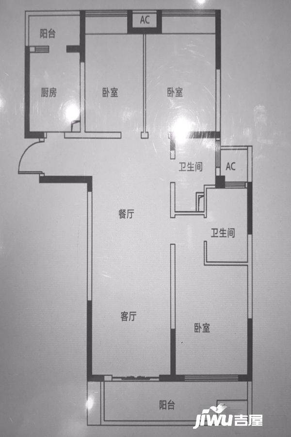 吉宝澜岸铭邸3室2厅2卫113㎡户型图