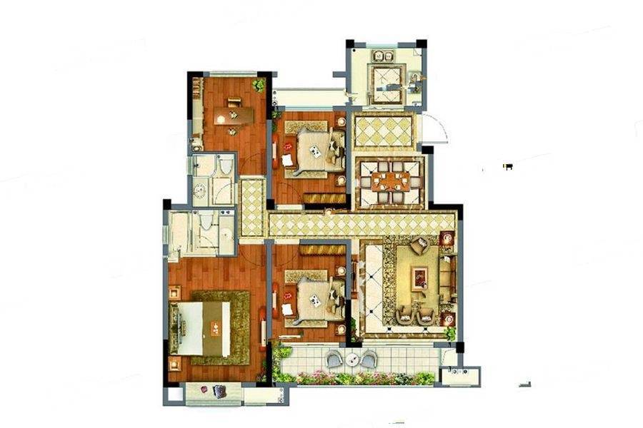 融创玉兰璟园4室2厅2卫125㎡户型图