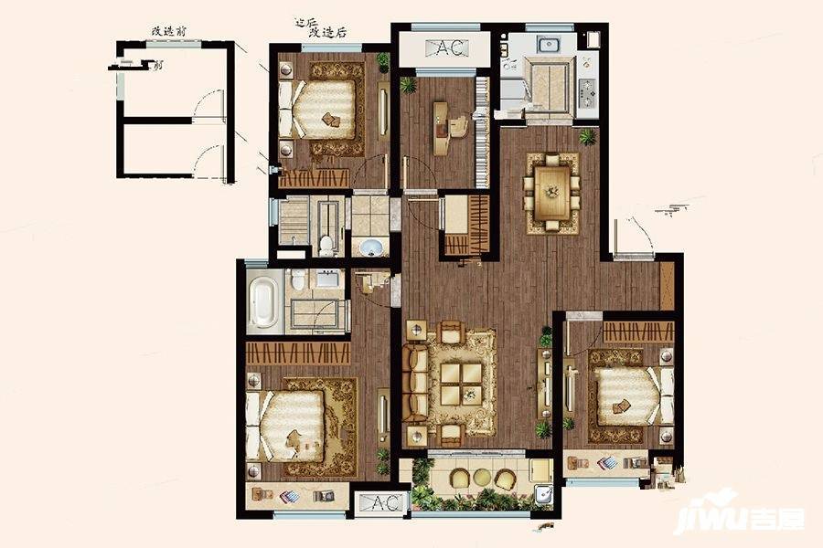 中海寰宇天下4室2厅2卫120㎡户型图