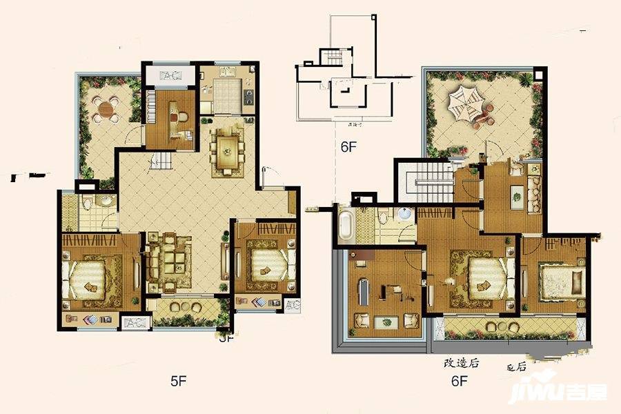 中海寰宇天下5室2厅2卫130㎡户型图