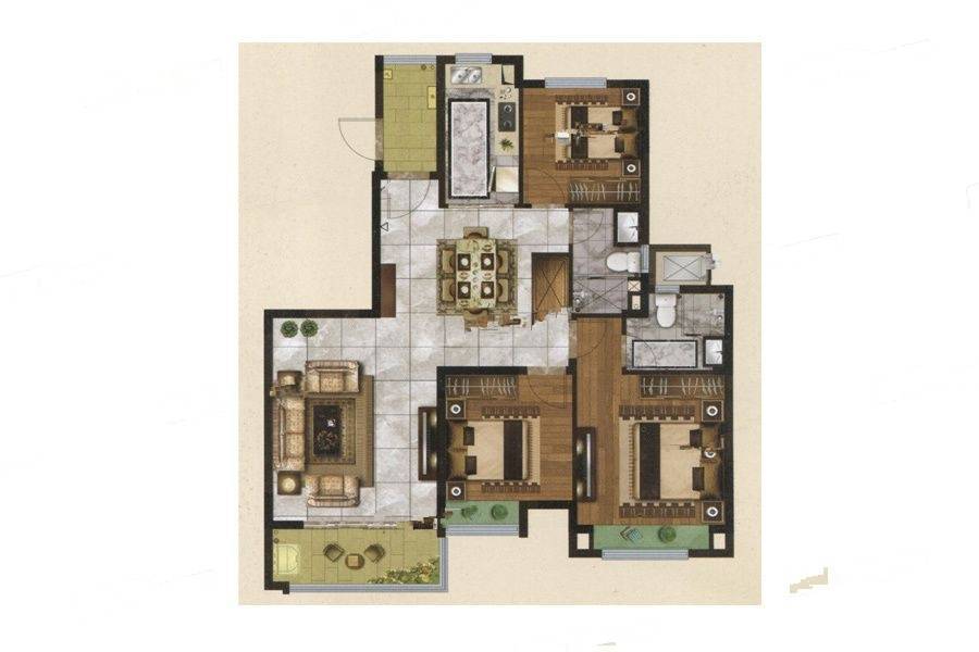 无锡恒大悦珑湾洋房1176户型户型图