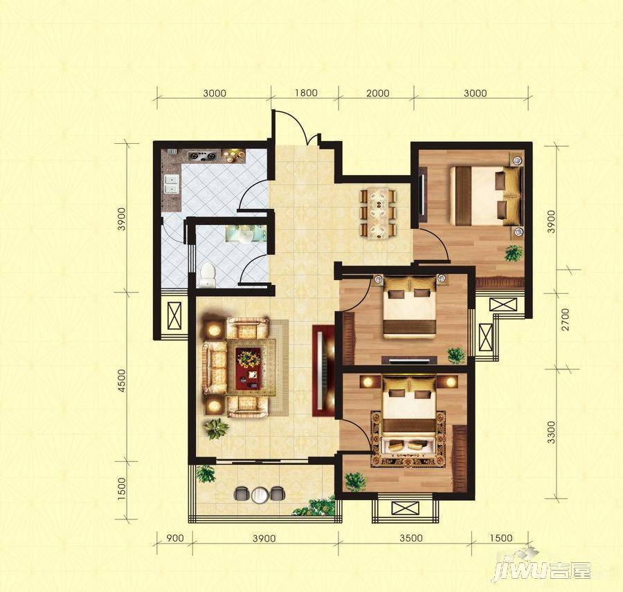 3室2廳1衛 99㎡ 首付:8.5萬月供:約1051.4元