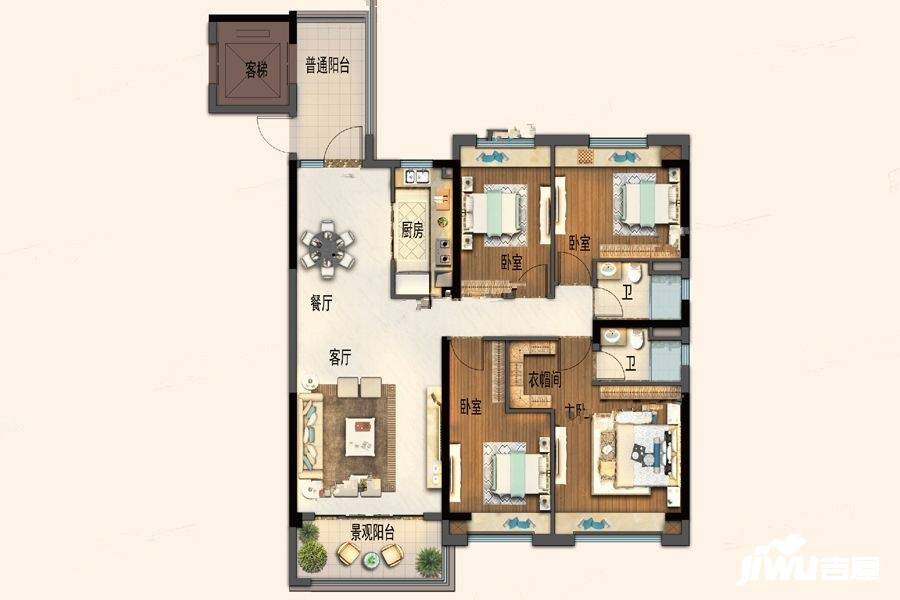 碧桂园欧洲城4室2厅2卫138㎡户型图