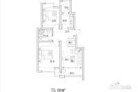 书香苑2室1厅1卫75.1㎡户型图