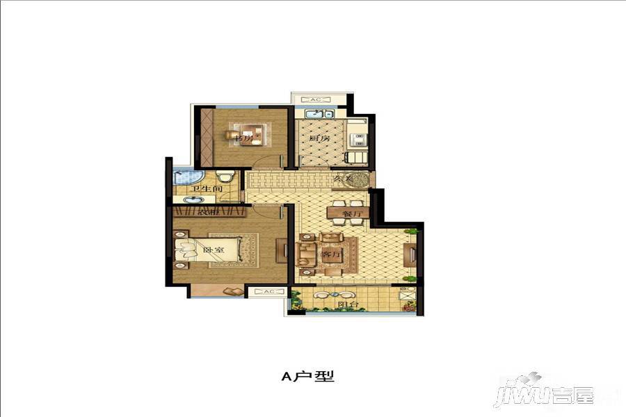 金裕公馆2室2厅1卫79.3㎡户型图